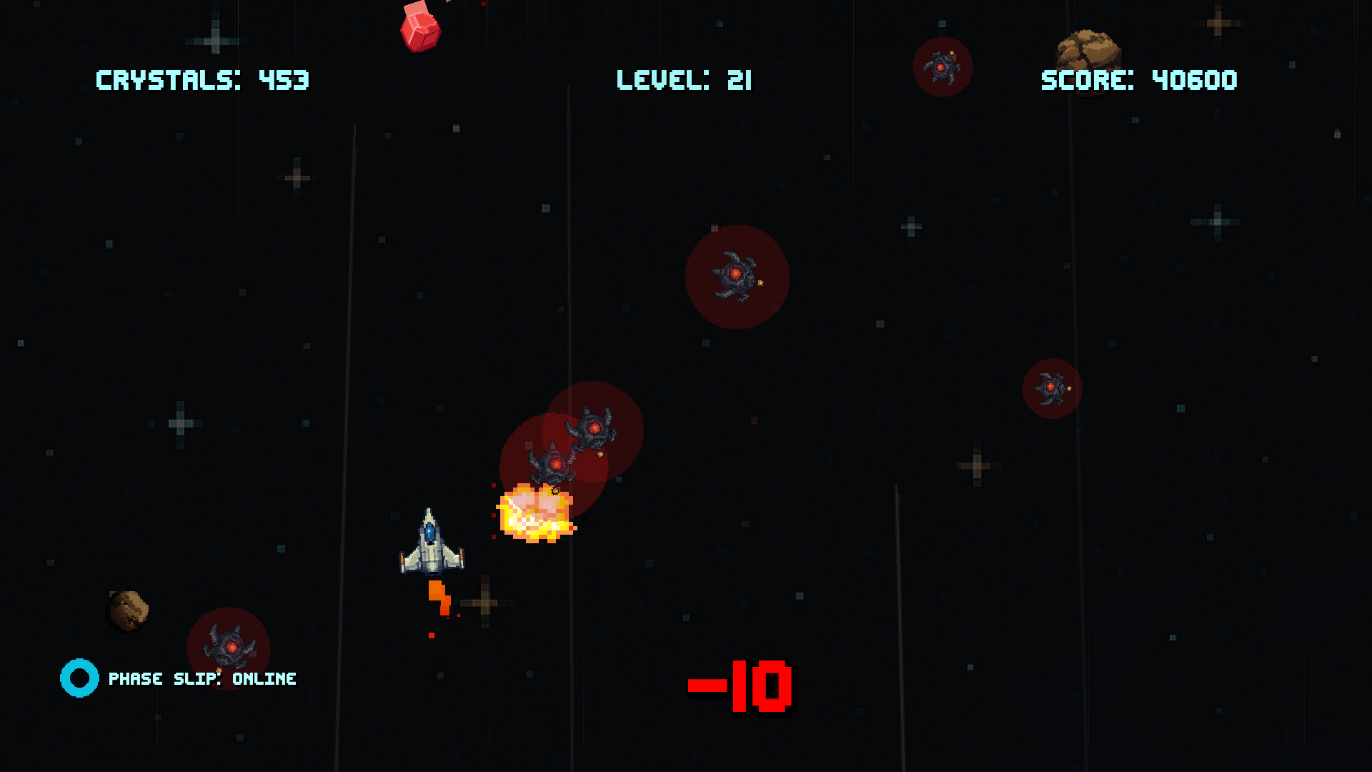 A dense late-run asteroid field in Crystal Drive